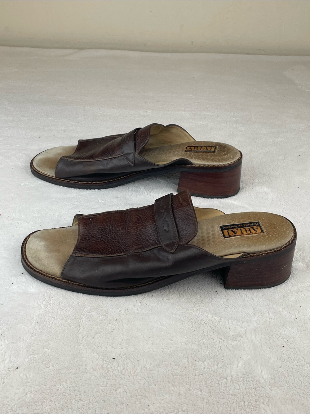 Ariat Brown Leather Open-Toe Slide Mules